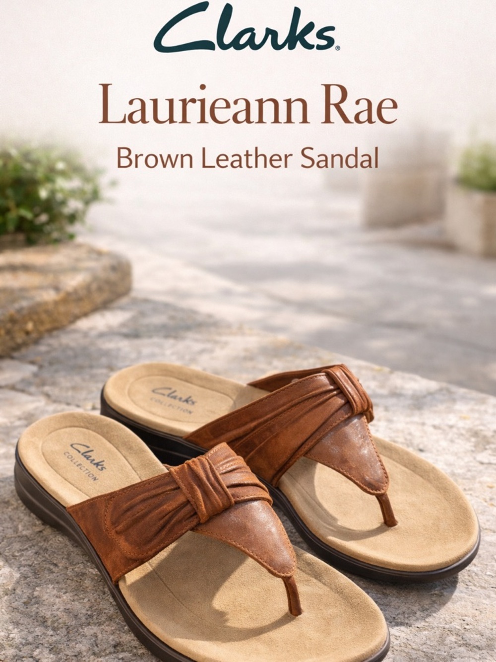 New In Box. Clarks Laurieann Rae Brown Leather Sandals | Size 12W